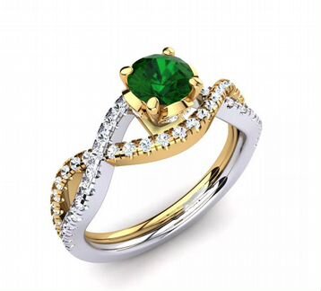 Новое кольцо комбинированное золото 585 фианит бри