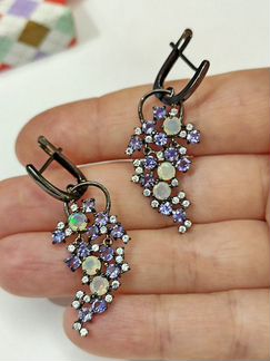 Серьги с эфиопскими опалами и танзанитами