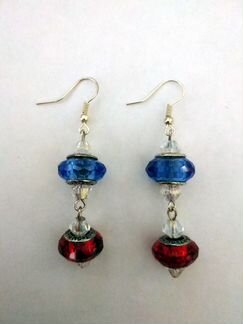 Серьги сине-красные (из 2-х звеньев)