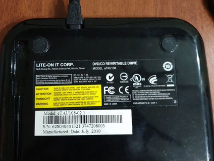 USB Lite-On DVD/CD записывающий привод