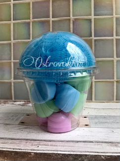 Мыло сердечки с мочалкой