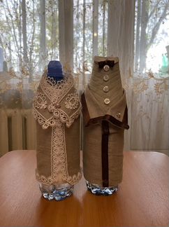Свадебные украшения на бутыли, украшения на бутылк