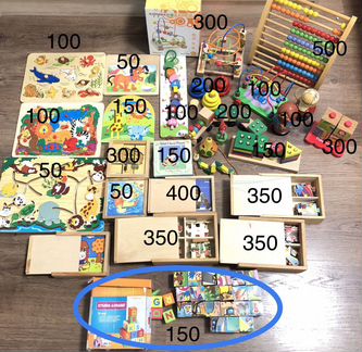 Деревянные развивающие игры и пазлы много