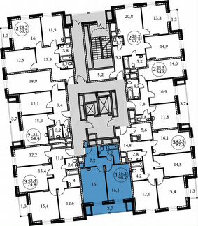 1-к квартира, 48.2 м², 2/17 эт.