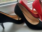 Туфли женские 40 размер чёрные замшевые,красные ла