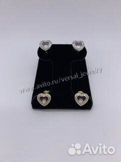 Пусеты Chopard с бриллиантами россыпь сердца