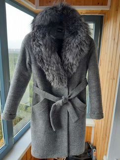 Пальто зимнее утепленное воротник чернобурка