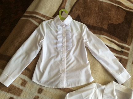 Рубашка школьная дев/ на 8 - 10 лет