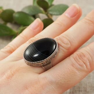 Кольцо Агат черный 