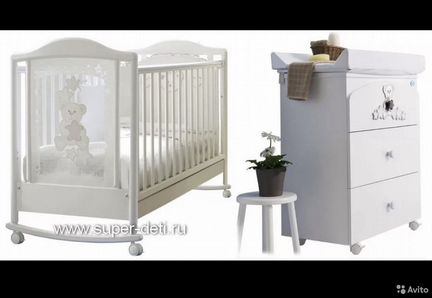 Детская кроватка, комод, матрас, белье Pali. 17тыс