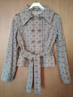 Жакет в клетку с поясом женский/подростковый