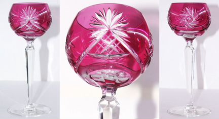 Бокал фужер цветной хрусталь рубин розовый 21см