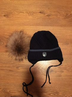 Шапка зимняя с натуральным помпоном 1-3 года