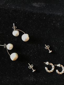 Серьги серебро 925 с натуральным морским жемчугом