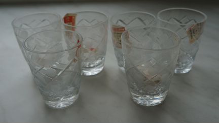 Рюмки хрустальные, 6 штук, высота 6,5 см