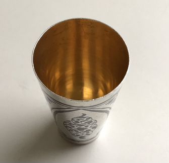 Стопка Кубачи 875 проба серебро позолота