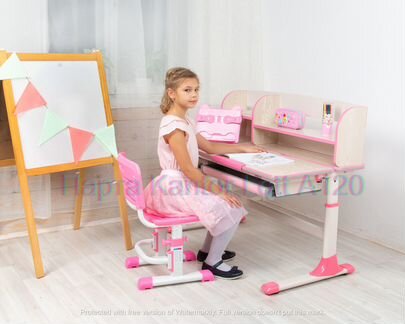 Растущая Парта А120 роз +секретер +Лампа (Тайвань)