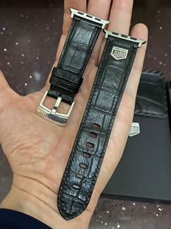 Ремешок из кожи крокодила для часов Apple Watch 44