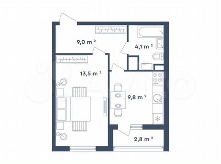 1-к квартира, 39.2 м², 16/26 эт.