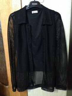 Прозрачная кофта-сетка и топик