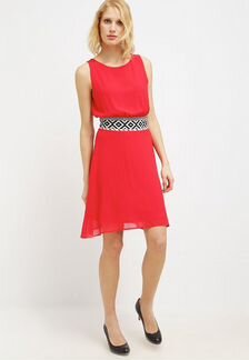 Платье красное с чёрным поясом Promod летнее