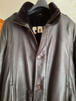 Мужское итальянское полупальто кожанное,подкладка