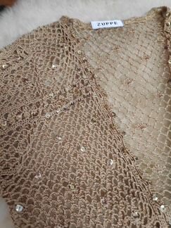 Нарядная накидка на открытое платье золотая