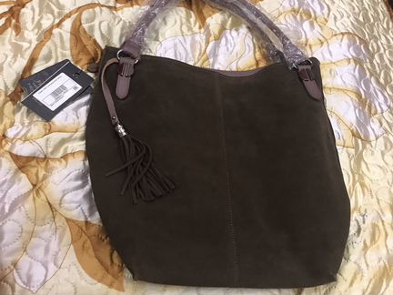 Сумка натуральная замша коричневого цвета новая