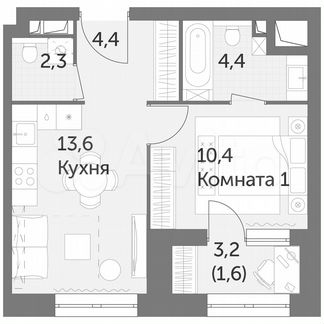 1-к квартира, 36.7 м², 7/34 эт.