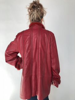 Куртка женская натуральная кожа цв.Красный р.52-54