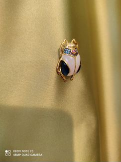 Брошь скоробей-2 серебро с позолотой