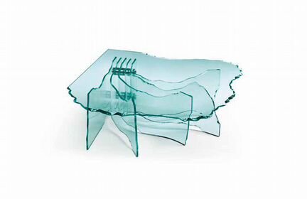 Стеклянные итальянские стол, Кресло, Зеркало