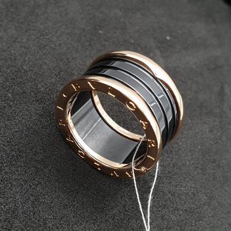 Кольцо Bvlgari розовое золото, керамика