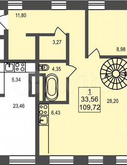 1-к апартаменты, 160.7 м², 3/3 эт.