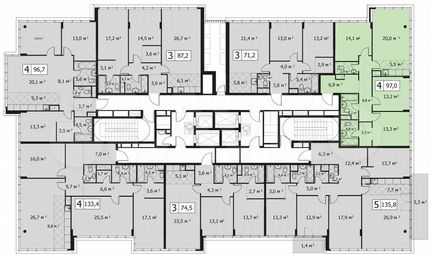 4-к квартира, 97 м², 13/14 эт.