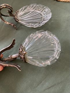 Хрустальная икорница с серебром
